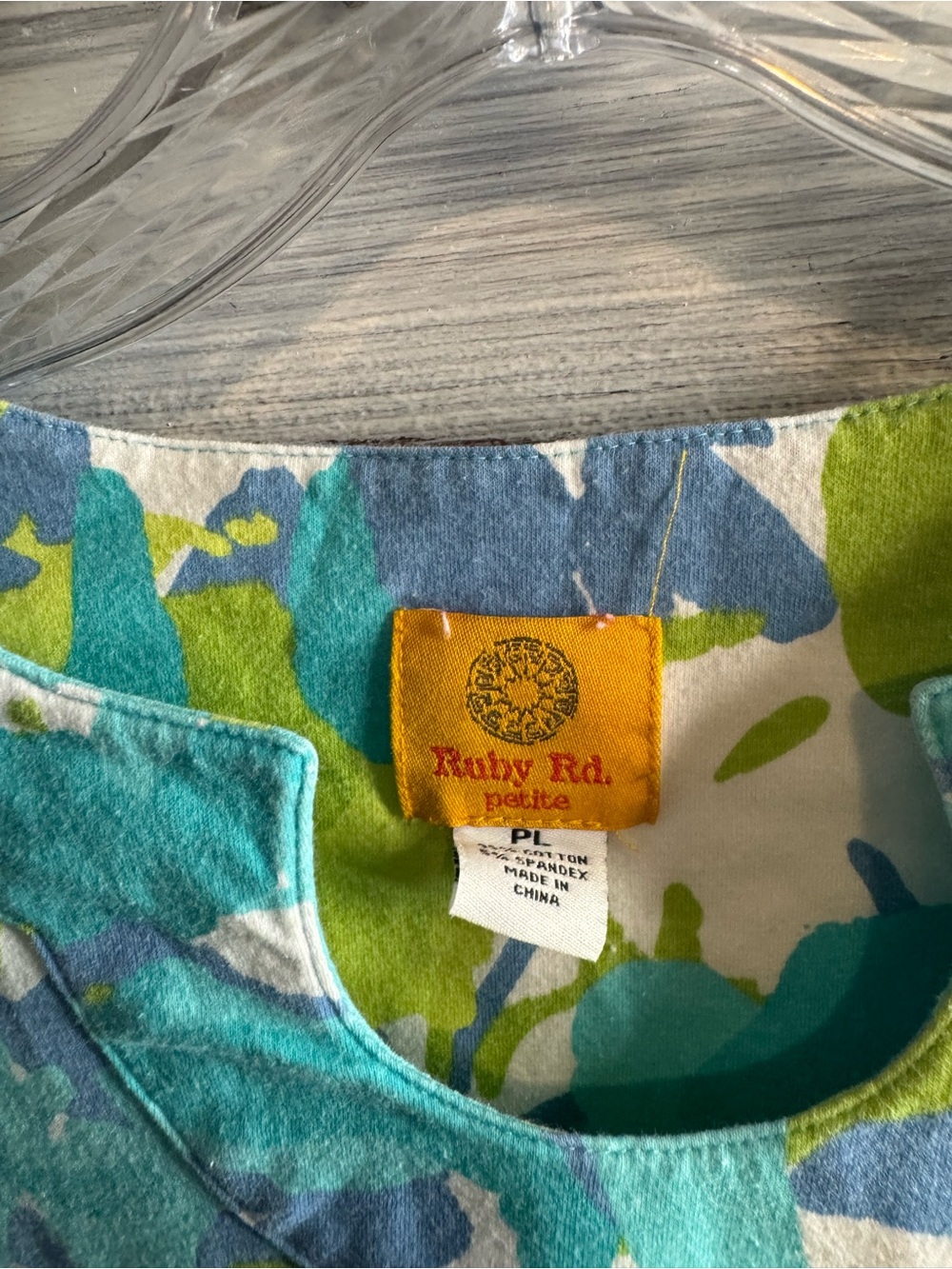 Ruby Rd. Turquoise, Lime & White Abstract Floral Top - Picture 3 of 4